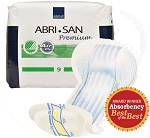 Abena Abri-San Air-Plus Contour Shaped Maximum Capacity Incontinence Pads ( San 7 and X-Plus San 11 Pads ) 15 oz. and 30 oz. Capacity - Quantity Discounts