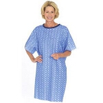 Salk Company Tieback Gown, Solid Blue, Traditional Tie-Tape Closures, Made of Cotton or Poly Material - 1 EA