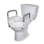 2 in 1 Locking Elevated Toilet Seat with Tool Free Removable Arms, 300 lb Weight Capacity - 1 EA