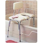 Carex  Deluxe Vinyl Padded Transfer Bench with Cut Out and Commode Pail, 30-1/2