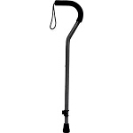 Offset Aluminum Cane with Tab-Loc Silencer, Black, 300 lb Capacity - 1 EA