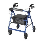 Aluminum Rollator with Fold Up and Removable Back Support and Padded Seat, Red - 1 EA