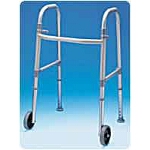 Carex Health Brands Fixed Wheel Dual-button Folding Walker 24-1/2